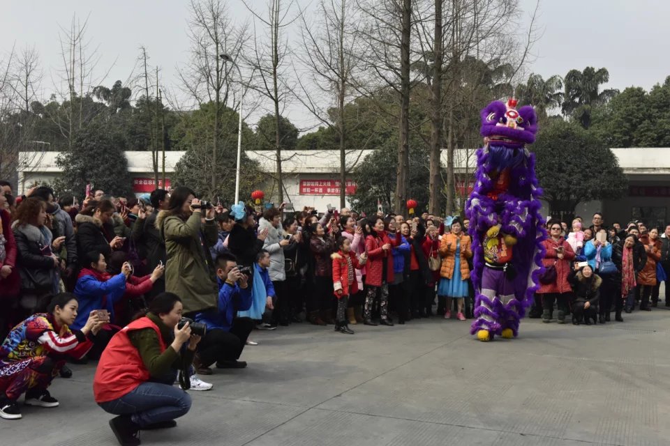 成都乐玩在线手机版（大中国区）集团举办2017迎春大庙会之舞狮