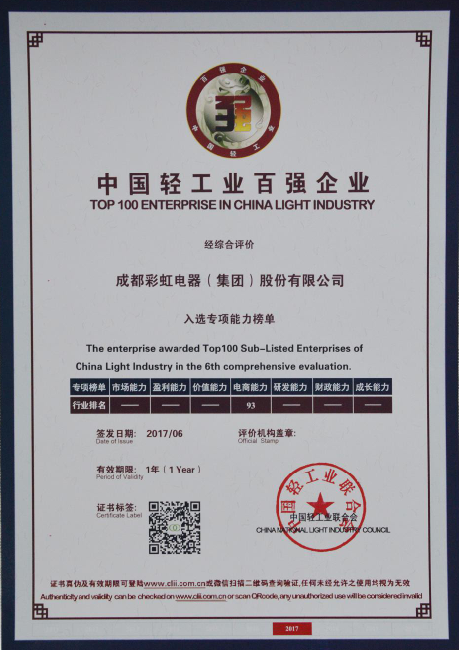 成都乐玩在线手机版（大中国区）集团荣获“中国轻工业电商能力百强企业”
